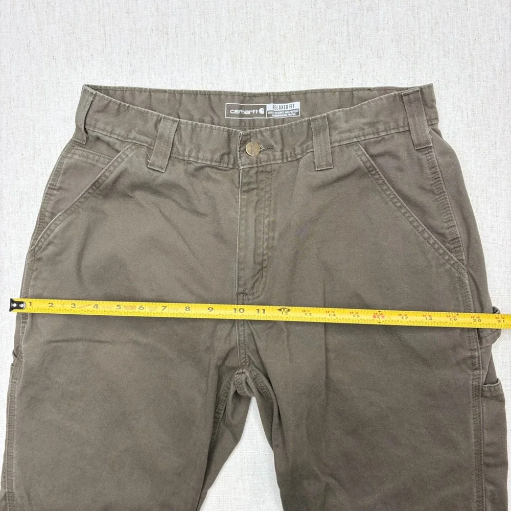 Carhartt Carpenter Pants Mens 34x30 Olive Green Relaxed Fit B324-DFE Nice!